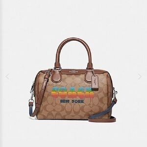 Coach Mini Bennett Satchel in Signature Canvas with Rainbow Animation